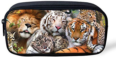 Showudesigns Federmäppchen für Jungen, Tier-Tiger-Druck, Kinder-Bleistift-Sonntags-Tasche mit Reißverschluss für Schule und Kinder, Schreibwaren-Organizer