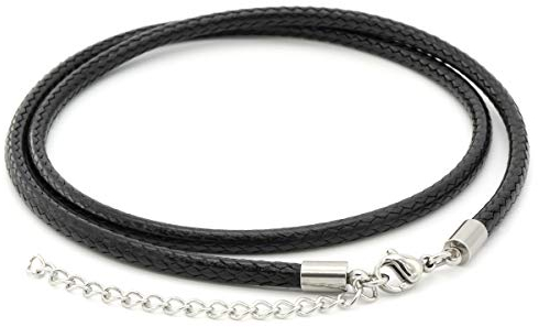 NaturSchatulle Kunstlederkette mit Edelstahl Verschluss 3mm Schwarz 45-50cm Lederkette Ohne Anhänger DIY Schmuck Halskette Leder Basteln