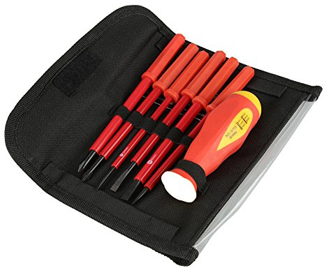 Screwdrivers Set, 7Pcs/Set Slot/Cross CRV Multifunction Insulated Screwdrivers Electrician Magnetic Screwdrivers and Rod Kit