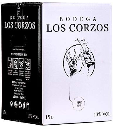 Bag in Box 15L Vino Tinto Recomendado (Equivalente a 20 Botellas de 750 ml) caja de vino tinto con grifo mucha calidad uvas seleccionadas vinos tintos Bodega Los Corzos