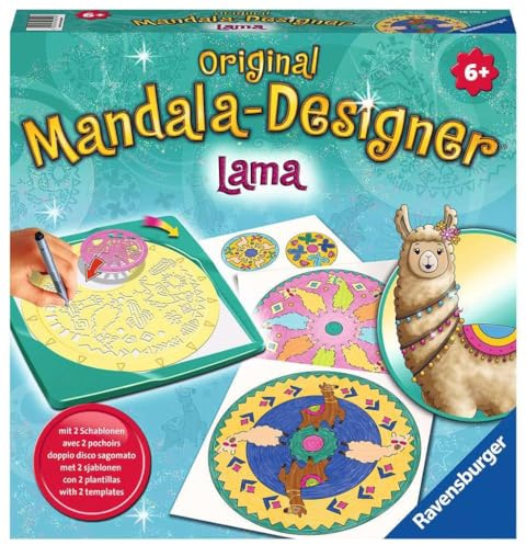 Ravensburger Mandala Designer Lama 28519, Zeichnen Lernen für Kinder ab 6 Jahren, Kreatives Zeichnen mit Mandala-Schablonen für farbenfrohe Mandalas