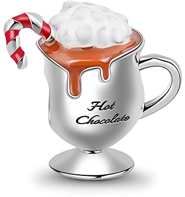GNOCE Charm de Tasse de Chocolat en Argent Sterling 925 Jouir de Jour Froid Charm Perle Compatible avec Bracelets et Colliers Cadeau pour Femme