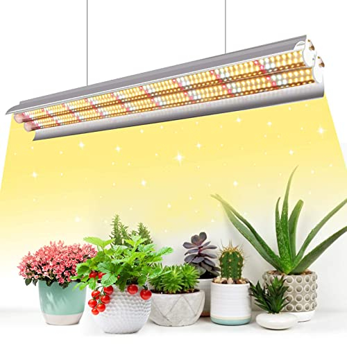 Niello T5 162LEDs Pflanzenlampe, 60cm LED Grow Lampe für Zimmerpflanzen Vollspektrum, 660nm/3000K/5000K Pflanzenlicht mit Reflektor/Daisy Chain fur Aussaat, Gewaechshaus, Grow Shelves