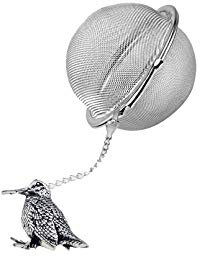 B20 Standing Woodcock English Pewter on a Tea Leaf Infuser Stainless Steel Sphere Strainer