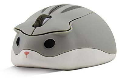 Cute cartoon wireless mouse USB optical computer mouse portable mini laptop pink hamster design mouse Macbook gray