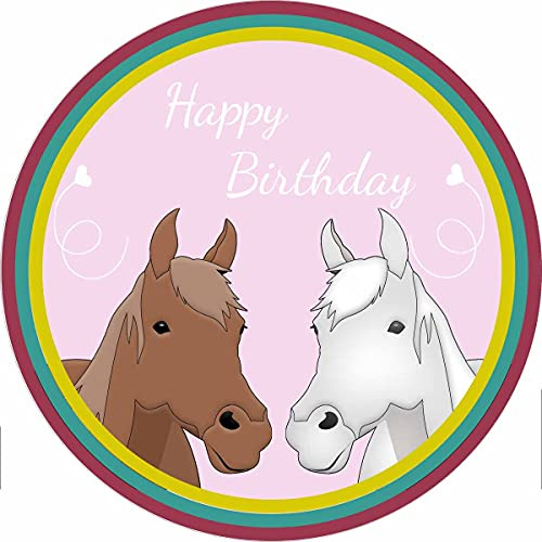 Essbarer Tortenaufleger Pferdeköpfe Happy Birthday // Kuchendekoration Pferde Kuchendeko (Oblatenpapier)