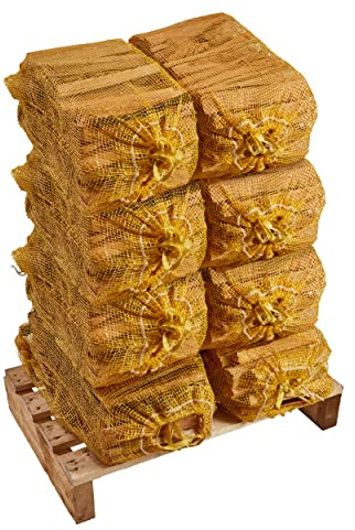 8 x Large Nets of Kindling Wood (32KG) - Kiln Dried, Natural Firelighters for Fire Starting - Premium Quality Ready to Light