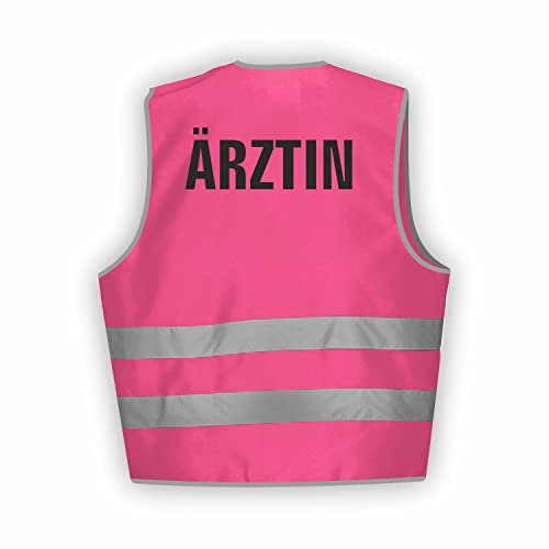 Fassbender-Druck WARNWESTEN - Sicherheitsweste PINK Warnweste nach EN ISO 20471 zertifiziert - Warn Weste für ÄRZTIN - Unisex mit hochwertigem Reflektorstreifen (PINK I 3XL/4XL I 10er Set)