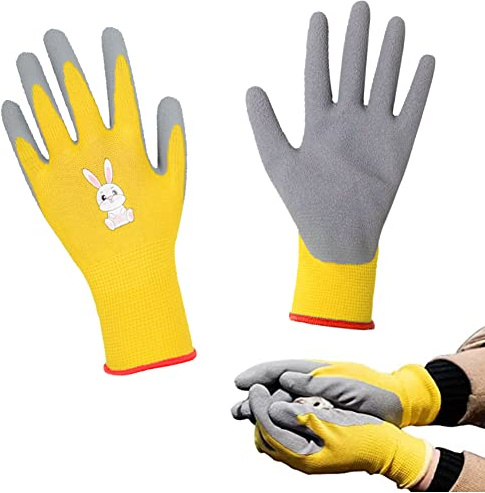 Guantes de trabajo para niños, guant para niñas y niños de 8 a 10 años, revestimiento de goma espuma, trabajo