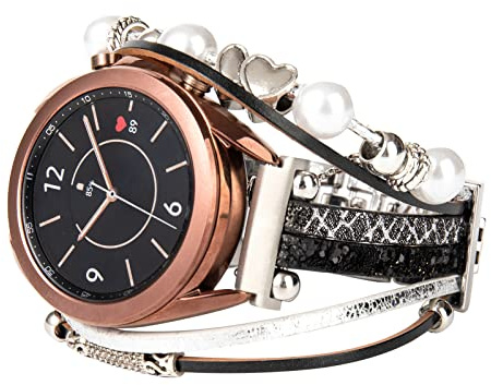 KONAFEI Armband Kompatibel mit Samsung Galaxy Watch 7/FE/6/5/4/3/Active 2 40mm 44mm/5 Pro 45mm/6&4 Classic 43/47mm/42/46mm/3 41mm, 20mm Lederarmband mit Metallschließe