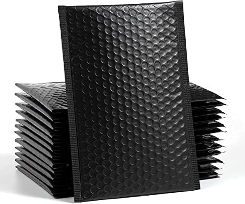 10 Pezzi Buste Imbottite per Spedizioni,25x32cm Busta Pluriball A4, Poly Mailer Borse Autoadesivo Impermeabile per Casa e Affari Usare (Nero)