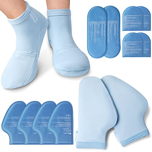 RelaxCoo strumpor för kemoterapi och hand kylklampar handskar för kemoterapi neuropati, kemo vårdpaket för kvinnor och män, plantar fasciit, karpaltunnel, artrit smärta vid handfötter, S/M