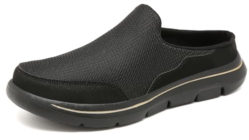 CELANDA Zoccoli e Sabot Donna Uomo Ciabatte Leggero Traspiranti Pantofole da Casa Comode Antiscivolo Scarpe da Giardino Spiaggia all'aperto, Tutto Nero,45 EU