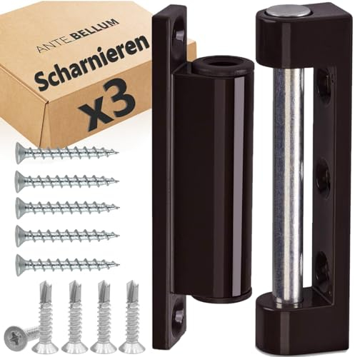 Ante Bellum Tür- und Fensterscharniere – Dauerhaft Ersatzscharniere für Türen und Fenster, universelle Fensterbeschläge Ersatzteile für Insektenschutztüren, Dreh-Kipp-Fenster, einfache Montage (Braun)