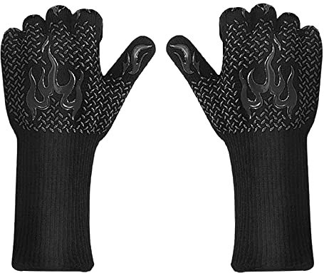 Guanti da barbecue resistenti al calore, fino a 800 ℃/800 °C, guanti da barbecue resistenti al calore, resistenti al fuoco per cottura al forno, pizze, barbecue