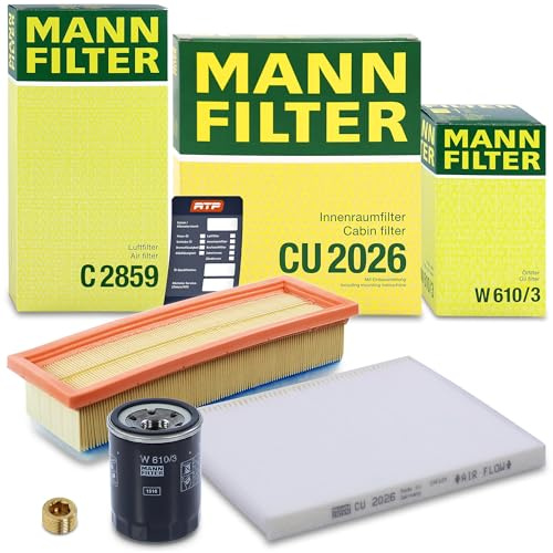MANN-FILTER Inspektionspaket Filterset 1x Ölfilter, 1x Luftfilter, 1x | Kompatibel mit: FIAT 500, 500 C, PANDA, PANDA Kasten/Schrägheck, FORD KA, LANCIA YPSILON, YPSILON