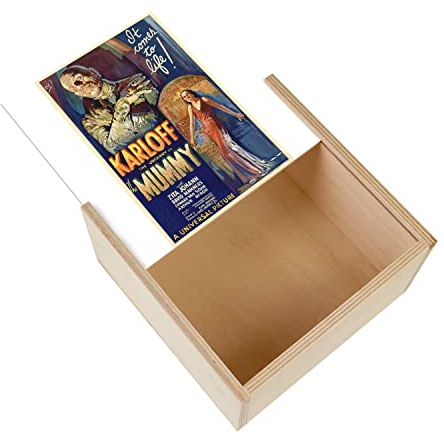 Fabulous Box Box aus Holz – La Mommie/Alte Filmplakat, Retro-Stil, Kino-Poster, Vintage-Horror (11 x 11 x 3,5 cm)
