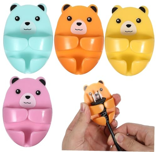 ULTECHNOVO 4 Stück Steckdosenhaken Netzsteckerhalter Steckerkabelhalter Selbstklebender Steckerhalter Kleine Haken Zum Aufhängen Steckerhalter Für Die Wand Kabel-Organizer Haken Für