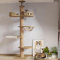 Large Cat Tree 8-Tier Floor to Ceiling Tower Height Adjustable， Space Capsule Jumping Platform ，Natural Sisal Rope Scratching Post, Cozy Bed，Interactive Toy for Indoor Large Cats (L)