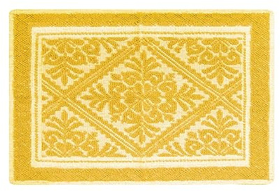 Sardischer Webteppich aus Baumwolle, einfarbig, Muster mit Relief-Band, hergestellt in Sardinien (50 x 80 cm, Gelb)
