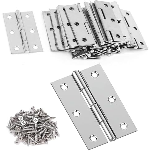 VOCIBO® 20 Stück Scharniere Klappbar Edelstahl 44mm × 31mm mit 120 Stück Schrauben, Edelstahl Scharnier Klavierband Scharnieren Klein Scharnierband, Türscharnier für Türen Fenster Schränke