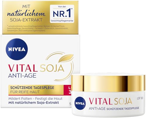 NIVEA VITAL SOJA Anti-Age Schützende Tagespflege LSF 30, straffende Gesichtspflege für reife Haut mit natürlichem Soja-Extrakt, Tagescreme mit LSF gegen Pigmentflecken (50 ml)