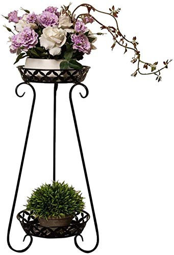 Soporte de flores de bambú multicapa para interiores, balcón, estante para plantas, muebles tridimensionales, color negro, organizador de almacenamiento