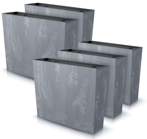 IMJ-Global - Pot de Fleur Interieur Exterieur Beton Effect (58x18x 9,8 cm - 44 litres) Bac Plastique Rectangulaire pour Plante. Pots de Fleurs pour Décorer la Maison ou être Exposé à l'Extérieur