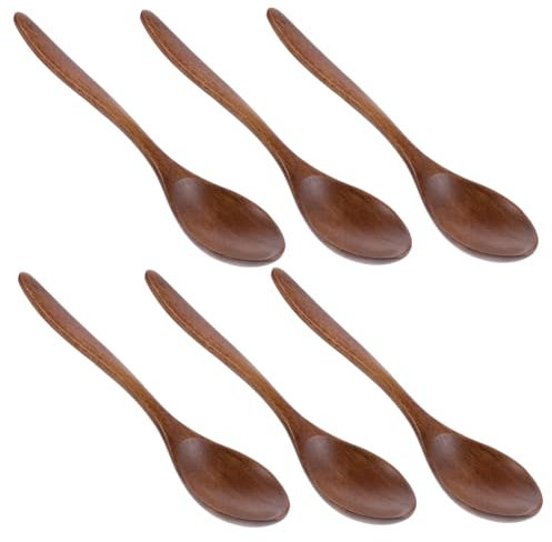 Garneck 6pcs Japanese Style Honey Spoon Soup Spoons Multifunctional Stirring Scoop