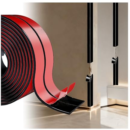 Protection des bords autocollante, profilé d'angle autocollant, protection des bords de porte pour portes de chambre, plinthe d'angle flexible pour portes, fenêtres, murs, cuisine, carrelage (noir