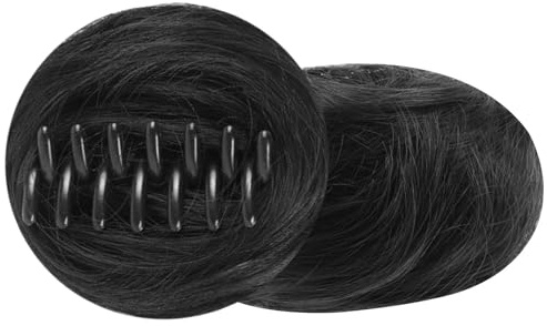 Claw Clip hårdelar för kvinnor - boll hår ring med klämma, röriga hårknut hårdelar för kvinnor, clip-in klo hårdelar förlängningar för daglig användning