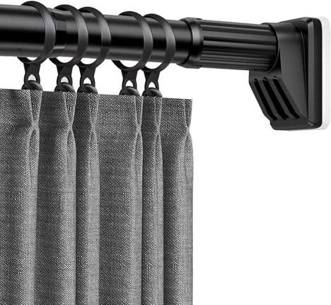 Gardinenstange ohne Bohren 40-490cm, Teleskopstange zum Klemmen, Edelstahl Duschvorhangstange, Klemmstange Ausziehbar, Spannstange Verstellbare für Badezimmer, Fenster, Küche, Schrank(Schwarz,160-250C