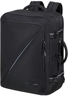 American Tourister Take2Cabin, mochila de viaje ampliable de 17,3 pulgadas, 55 cm, 42,5/48,5 L, negra (negra)