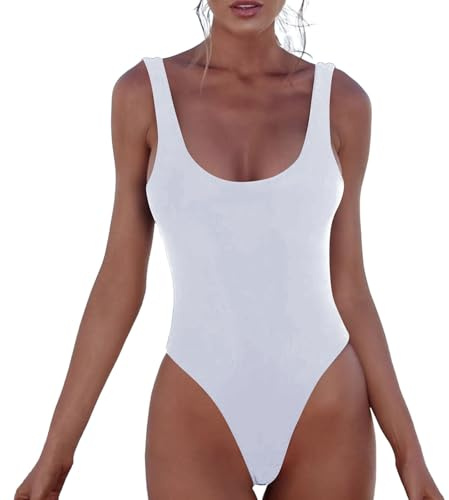 Eauptffy Women's Swimsuit One Piece Tummy Control High Cut Swimwear Retro Swimsuit Push Up Sexy Swimsuits Slimming Swimsuit Monokini Backless Swimwear Swimsuit Bikini Set, White9, M