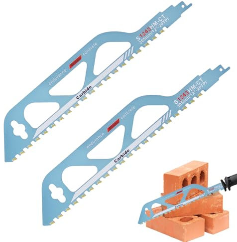 2Pcs Lames De Scie Sabre,Lame Scie Sabre Brique,Qualité De L'Acier Au Carbure, Accessoires pour outillage électroportatif,Pour Couper Briques,Le BéTon,Panneaux Composites En Ciment (12 pouces)