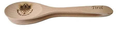 MUSIKLÖFFEL – Original Rhytmusinstrument aus Klangholz – ca. 28 cm – handgefertigt – leicht spielbar – Volksmusik-Zubehör – große Ausführung mit Brandmotiv Tirol – zusammenhängende Löffel