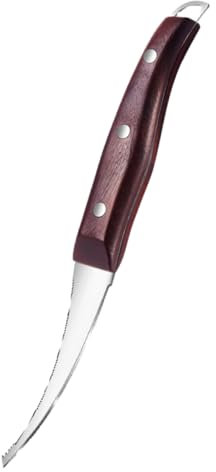 CIYODO Strumento Per Pelare Gamberetti in Acciaio Resistente Con Manico in Legno, Pulitore Per Linea Gamberetti, Pelapatate Compatto Per Cucina Domestica, Hotel e Campeggio