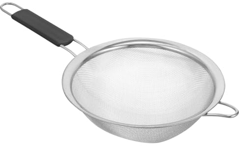 KOCKSHION Colador con Mango de Plástico de Acero Inoxidable de Malla Fina y Orificio para Colgar, Ligero y Resistente Corrosión, Adecuado para Cocina y Café