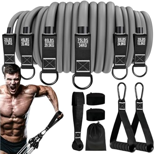Bandes Élastiques d'exercice - Élastiques de Fitness,Équipement Robuste Anti-Dérapant pour Renforcement Musculaire, Étirement, Pilates, Gym à Domicile et Activités