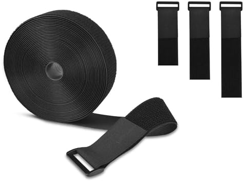 OdiuK Klettband Breit 5CM mit 20 Schnallen,10M Klettband kabelbinder Frei Zuschneidbar Gepäckgurte Wiederverschließbar Klett Klettverschluss zum Organisieren Kabel,Schnüre,Schläuche und Aufbewahrung