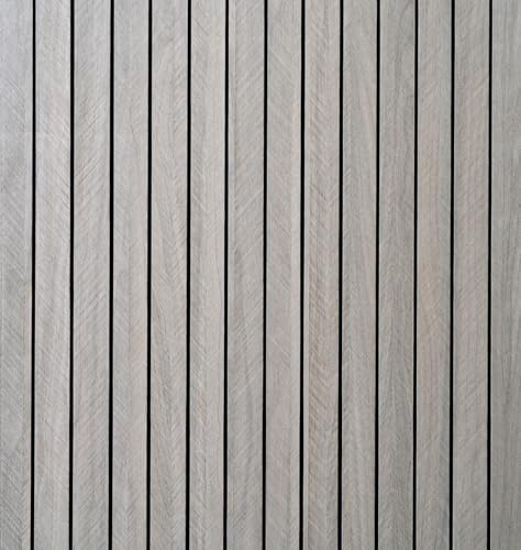 Wood Wall Panels,40 x 300 cm Grey Self Adhesive Wood Grain Slat 3D Wall Panel Soundproof Wall Panel Vinyl Roll Self Adhesive Foam Wooden Slat Wallpaper for TV Background Bedroom Living Room