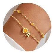 Turandoss armband med bokstäver damer guld födelsesten november citrin armband bokstäver ett hjärta flicka, födelsedagspresent för kvinnor tonåring flickor mamma fru alla hjärtans dag årsdag smycken