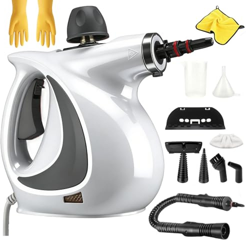 2026 Nuevo Vaporeta Limpieza Hogar Móvil, 1050w Vaporeta De Mano Potente Con Bloqueo De Seguridad Y 9 Accesorios, Limpiador a Vapor Portátil Presurizado Para El Baño, Ventanas, Cocina (Gris)