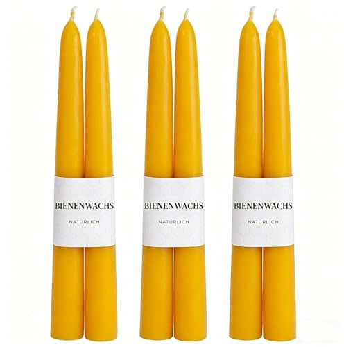 Bivaxljus, 22,9 cm, koniskt ljusstake, 100 % rent bivax, 10 timmars brinntid, gula spetsljus för hem, evenemang och avkoppling (6)