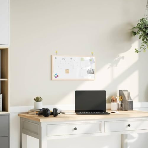 Kaloriko Magnetisches Whiteboard mit Rahmen aus massivem Kiefernholz 60 x 30 cm, Pinnwand und Notizbrett für Büro und Homeoffice, Memo- und Anschlagtafel für Organisation und Präsentation