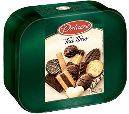 Delacre Tea Time 1000 g Dose, 1er Pack (1 x 1 kg) - Gebäckmischung mit und ohne Schokolade - Vielfältige Großpackung aus Keksen und Gebäck