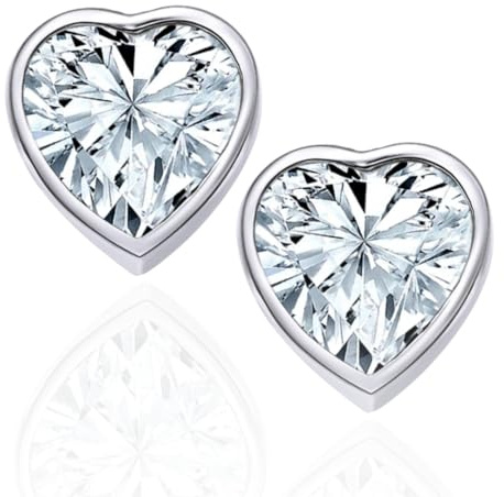 Herz Ohrringe Silber 925 Damen festliche Herz-Ohrstecker kleine elegante Herzohrringe Ich liebe Dich Geschenk für Frau Ehefrau Freundin Geschenkidee zum Geburtstag Jahrestag Hochzeitstag Weihnachten