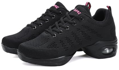 Hixingo Zapatillas de Deporte Jazz para Mujeres, Malla Transpirable Zapatos de Baile Antideslizantes Baile Sneaker Ligeros y Transpirables para Fitness y Entrenamiento de Danza