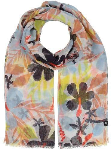 FRAAS Damen Schal mit tropischem Blumen-Muster - 70 x 180 cm - nachhaltig aus recyceltem Polyester - Perfekt für den Sommer - Sustainability Edition Honest White