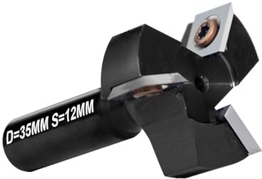 DEEFIINE CNC Spoilboard Surfacing Router Bits, 3 Wings 12 MM Shank 35 MM Cutting Diameter, Slab Flattening Router Bit Planing Bit Wood Milling Cutter Planer Woodworking Tools